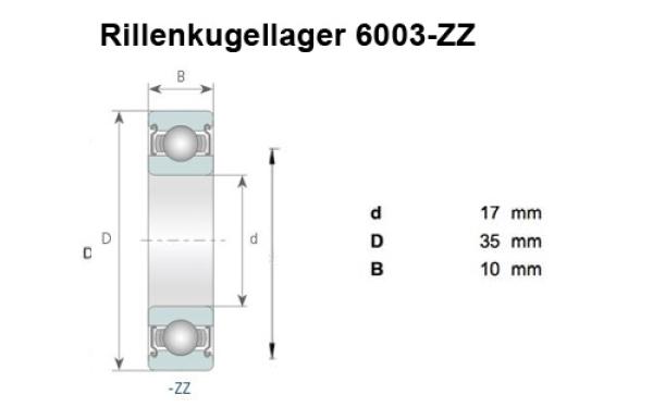 Longlife Lager 6003 2RS Radlager (17mm innen,35mm außen)